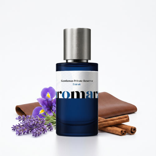 Gentleman Private Reserve 35% Extrait perfume by Aromara, inspired by Givenchy Gentleman Reserve Privee. Iris, lavender, leather, warm spice, amber, dark musk. UK-made dupe, 7+ hour wear.