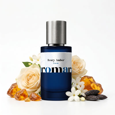 Ivory Amber 35% Extrait perfume by Aromara, inspired by Clive Christian Blonde Amber. Rose, jasmine, amber, tonka bean, sandalwood, musk. UK-made dupe, 7+ hour wear.