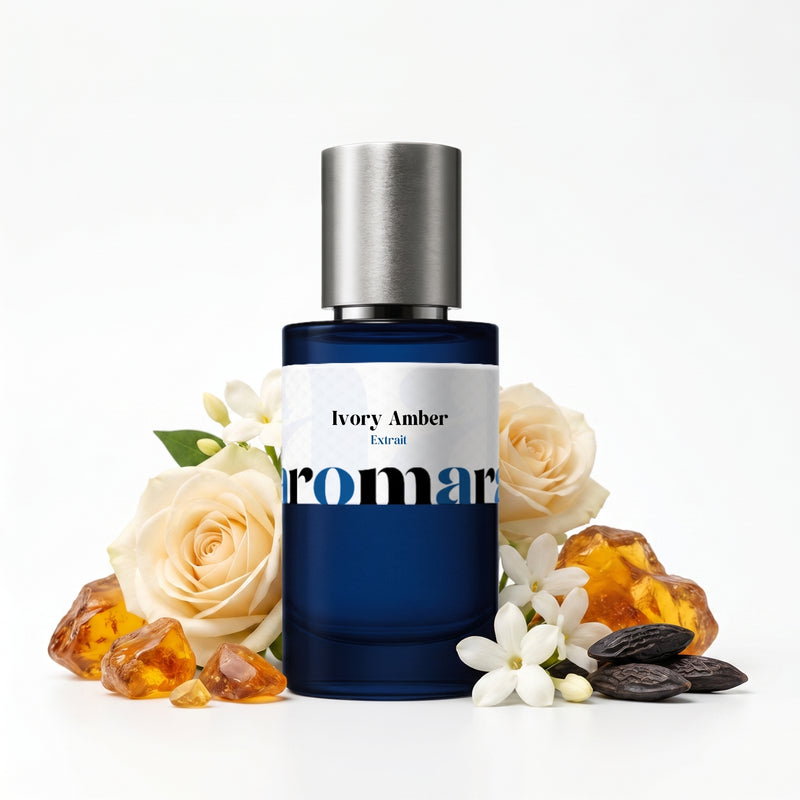 Ivory Amber 35% Extrait perfume by Aromara, inspired by Clive Christian Blonde Amber. Rose, jasmine, amber, tonka bean, sandalwood, musk. UK-made dupe, 7+ hour wear.