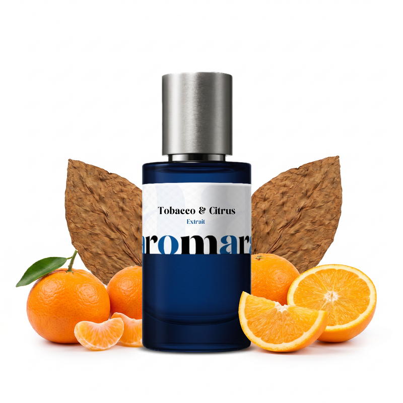 Tobacco & Citrus 35% Extrait perfume by Aromara, inspired by Byredo Tobacco Mandarin. Mandarin, citrus, tobacco leaf, cedarwood, musk. UK-made dupe, 7+ hour wear.