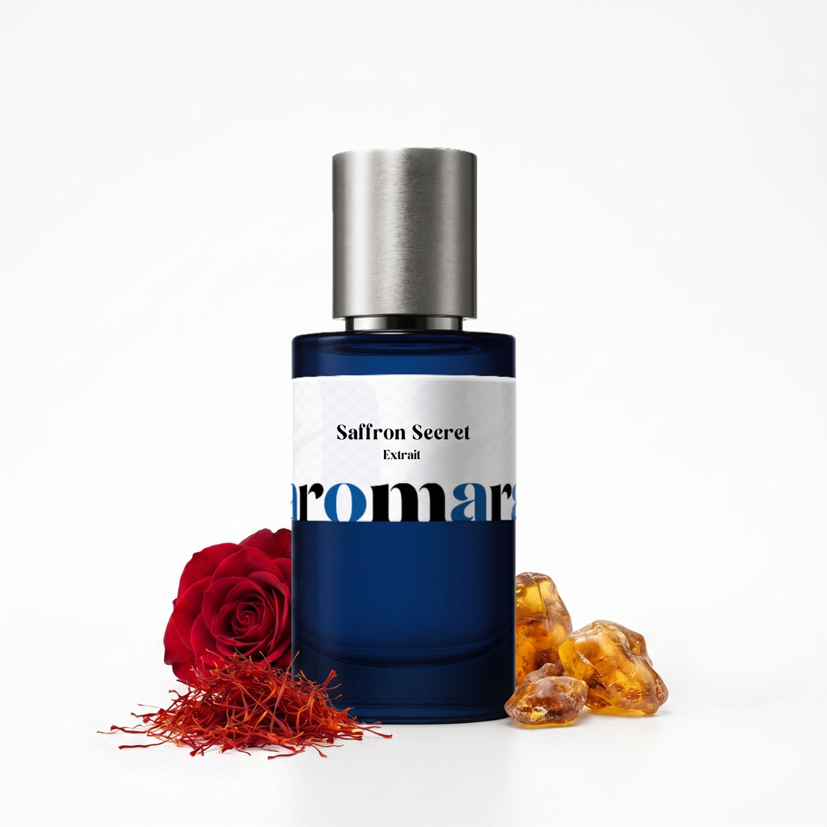 Saffron Secret 35% Extrait perfume by Aromara, inspired by Maison Crivelli Safran Secret. Saffron, rose, iris, amber, musk. UK-made dupe, 7+ hour wear.