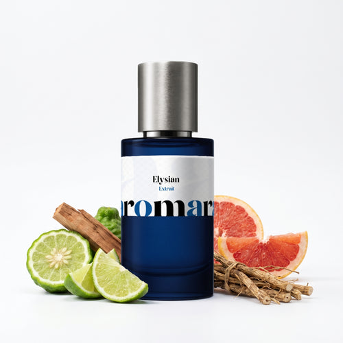 Elysian 35% Extrait perfume by Aromara, inspired by Roja Parfums Elysium. Bergamot, lime, grapefruit, cedarwood, vetiver, white musk. UK-made dupe, 7+ hour wear.