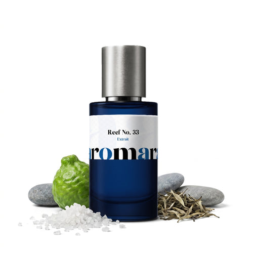 Reef No. 33 35% Extrait perfume by Aromara, inspired by Reef 33. Sea salt, bergamot, white tea, mineral accord, cedarwood, musk. UK-made dupe, 7+ hour wear.