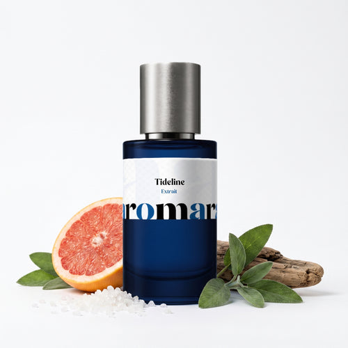 Tideline 35% Extrait perfume by Aromara, inspired by Jo Malone Wood Sage & Sea Salt. Grapefruit, sea salt, sage, ambrette, driftwood, red algae. UK-made dupe, 7+ hour wear.