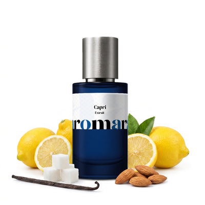 Capri 35% Extrait perfume by Aromara, inspired by Kayali Capri Lemon Sugar 14. Italian lemon, sugar, vanilla, almond, white musk, amber. UK-made dupe, 7+ hour wear.