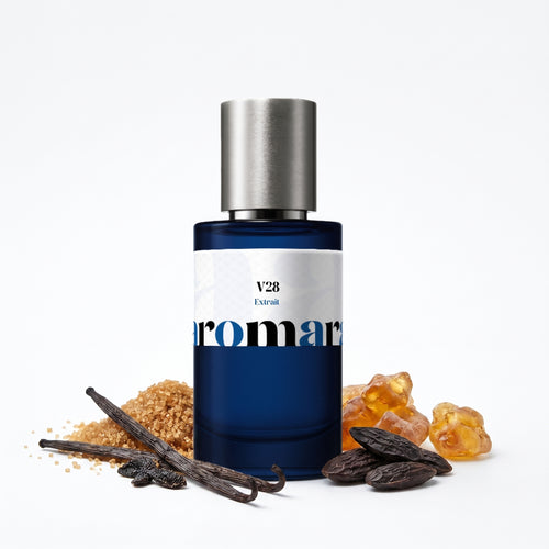 V28 35% Extrait perfume by Aromara, inspired by Kayali Vanilla 28. Maltol, brown sugar, vanilla, resins, tonka, amber, musk, cedar. UK-made dupe, 7+ hour wear.
