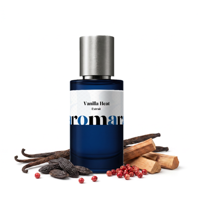 Vanilla Heat 35% Extrait perfume by Aromara, inspired by Tom Ford Vanilla Sex. Pink pepper, bergamot, bourbon vanilla, tonka, musk, sandalwood, benzoin. UK-made dupe, 7+ hour wear.