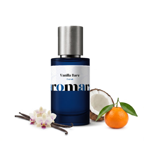 Vanilla Bare 35% Extrait perfume by Aromara, inspired by Phlur Vanilla Skin. Mandarin, pink pepper, vanilla orchid, coconut milk, cashmere musk, sandalwood. UK-made dupe, 7+ hour wear.