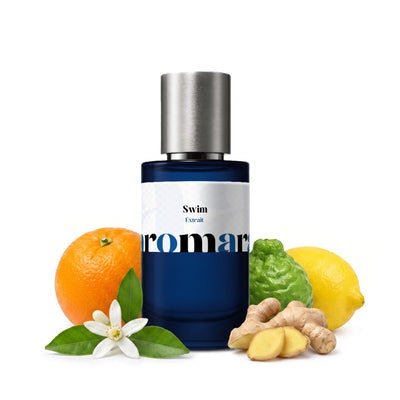 Swim 35% Extrait perfume by Aromara, inspired by Louis Vuitton Afternoon Swim. Orange, bergamot, lemon, ginger, neroli, ambergris, musk. UK-made dupe, 7+ hour wear.
