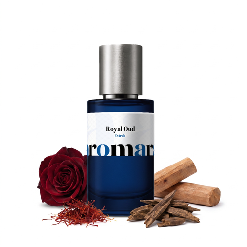 Royal Oud 35% Extrait perfume by Aromara, inspired by Dior Oud Ispahan. Rose, saffron, oud, patchouli, amber, sandalwood, cedarwood, musk. UK-made dupe, 7+ hour wear.