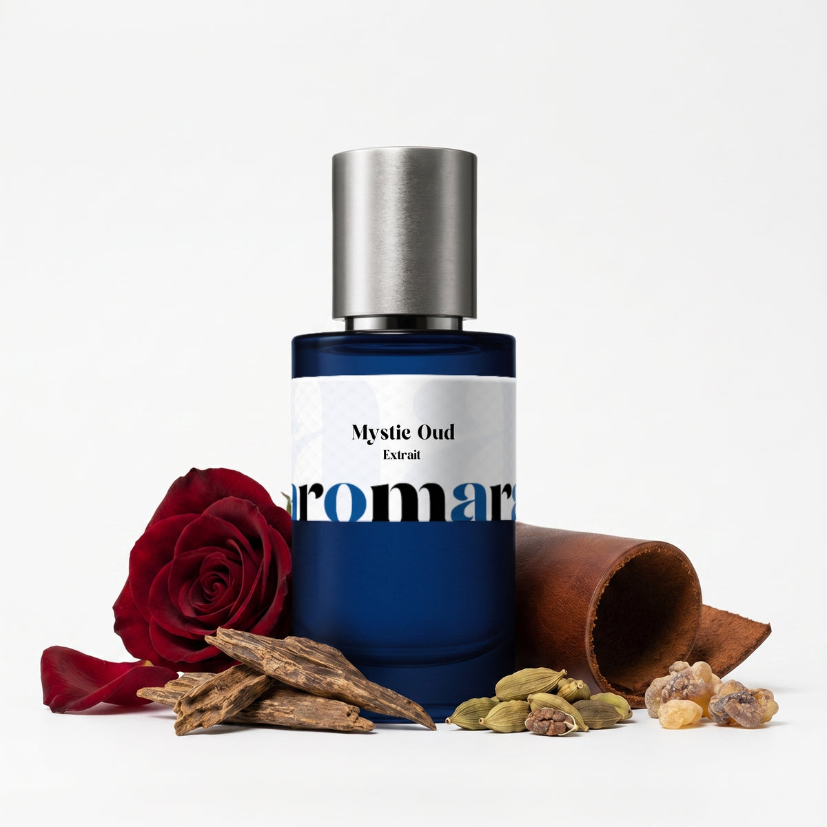 Mystic Oud 35% Extrait perfume by Aromara, inspired by Penhaligon's Halfeti. Bergamot, grapefruit, rose, jasmine, leather, oud, amber, incense, musk. UK-made dupe, 7+ hour wear.