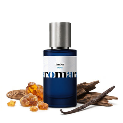 Ember 35% Extrait perfume by Aromara, inspired by Tom Ford Amber Absolute. Amber resin, spices, incense, labdanum, benzoin, vanilla, woods. UK-made dupe, 7+ hour wear.