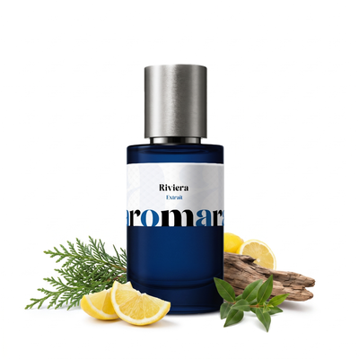Riviera 35% Extrait perfume by Aromara, inspired by Costa Azzurra by Tom Ford. Cypress, lemon, driftwood and agarwood. UK-made dupe, 7+ hour wear.