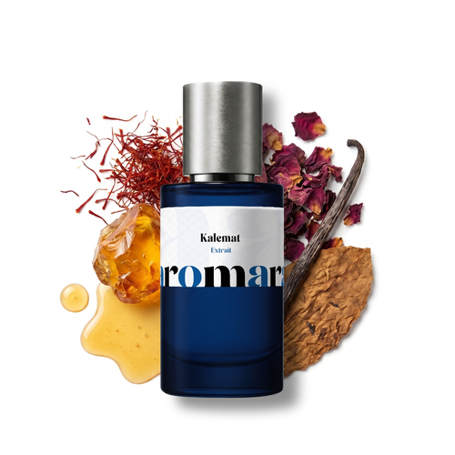 Kalemat 35% Extrait perfume by Aromara, inspired by Arabian Oud Kalemat. Saffron, honey, rose, oud, amber, tobacco. UK-made dupe, 7+ hour wear.