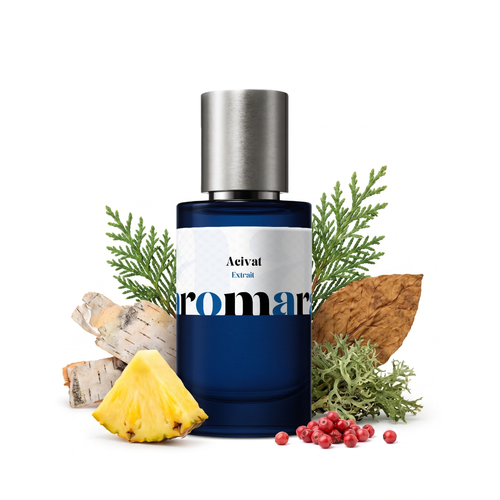 Acivat 35% Extrait perfume by Aromara, inspired by Nishane Hacivat. Pineapple, bergamot, birch, patchouli, tobacco, vetiver. UK-made dupe, 7+ hour wear.