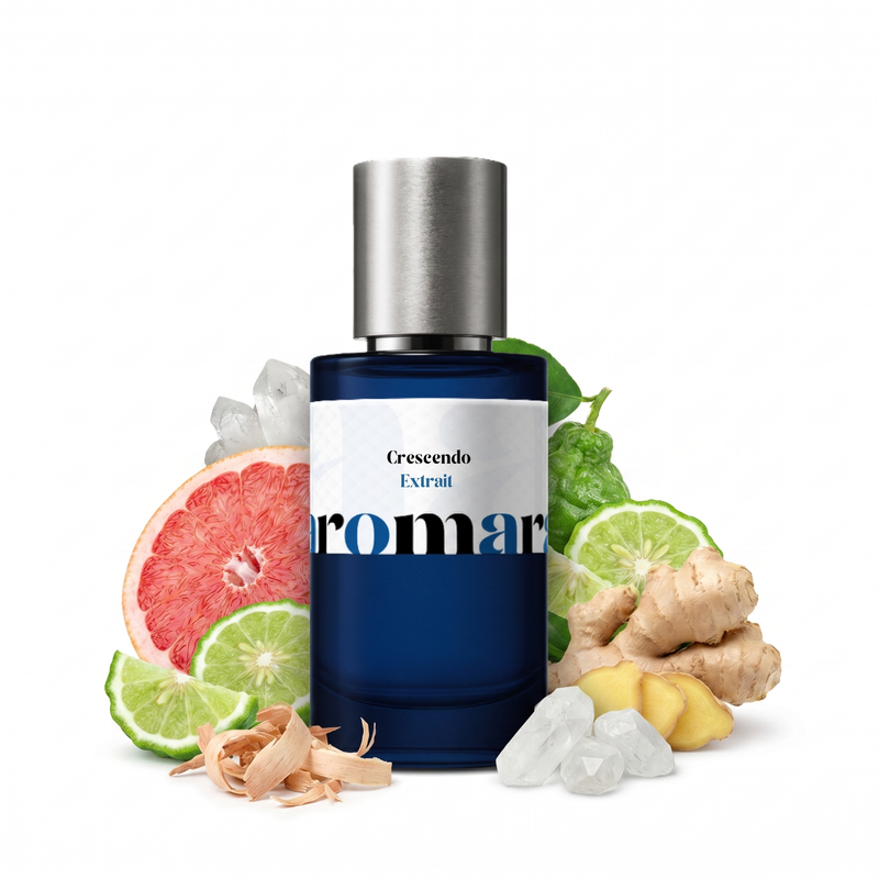 Crescendo 35% Extrait perfume by Aromara, inspired by Louis Vuitton Symphony Les Extraits. Grapefruit, bergamot, ginger, cedarwood, white musk. UK-made dupe, 7+ hour wear, 60-day refund.