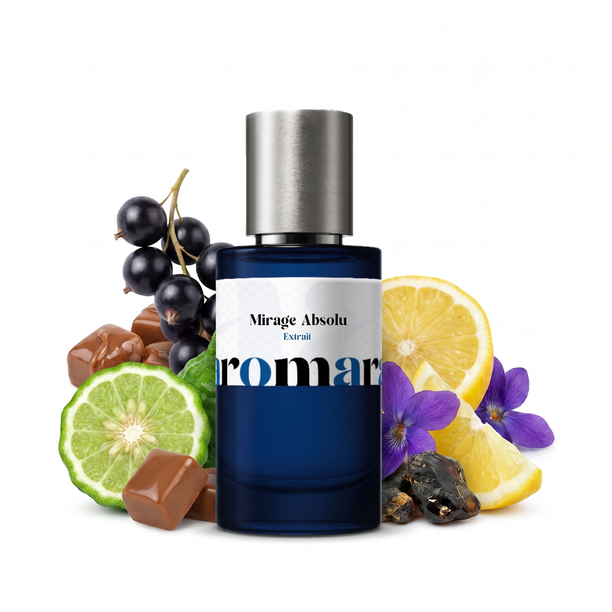 Mirage Absolu 35% Extrait perfume by Aromara, inspired by Byredo Bal d'Afrique Absolu. Blackcurrant, bergamot, praline, violet, black amber. UK-made dupe, 7+ hour wear, 60-day refund.