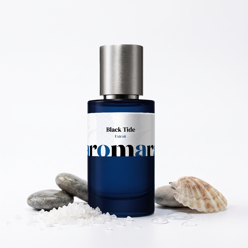 Black Tide 35% Extrait perfume by Aromara, inspired by Lorenzo Pazzaglia Black Sea. Sea salt, marine, ambergris, musk. UK-made dupe, 7+ hour wear.