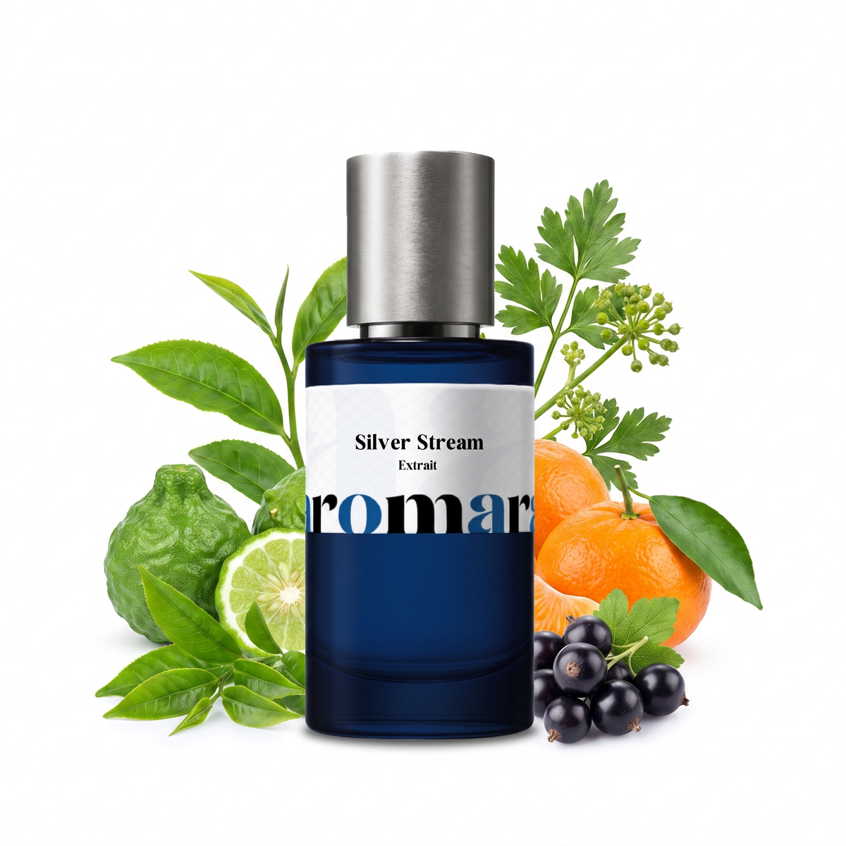 Silver Stream 35% Extrait perfume by Aromara, bergamot, mandarin, green tea, blackcurrant, UK-made dupe, 7+ hour wear, 60-day refund