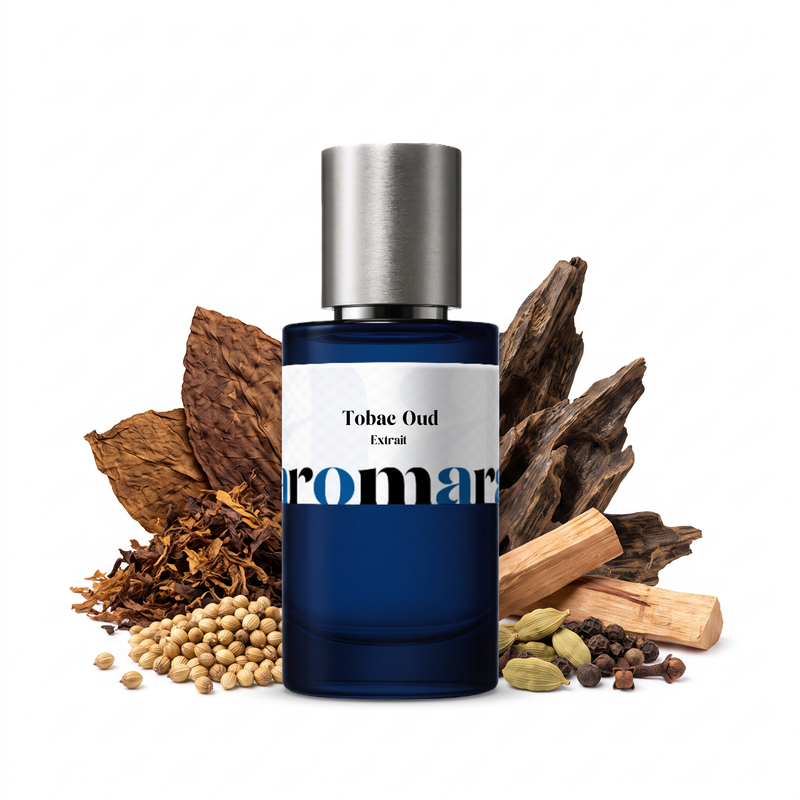 Tobac Oud 35% Extrait perfume by Aromara, tobacco, oud, coriander, sandalwood, UK-made dupe, 7+ hour wear, 60-day refund