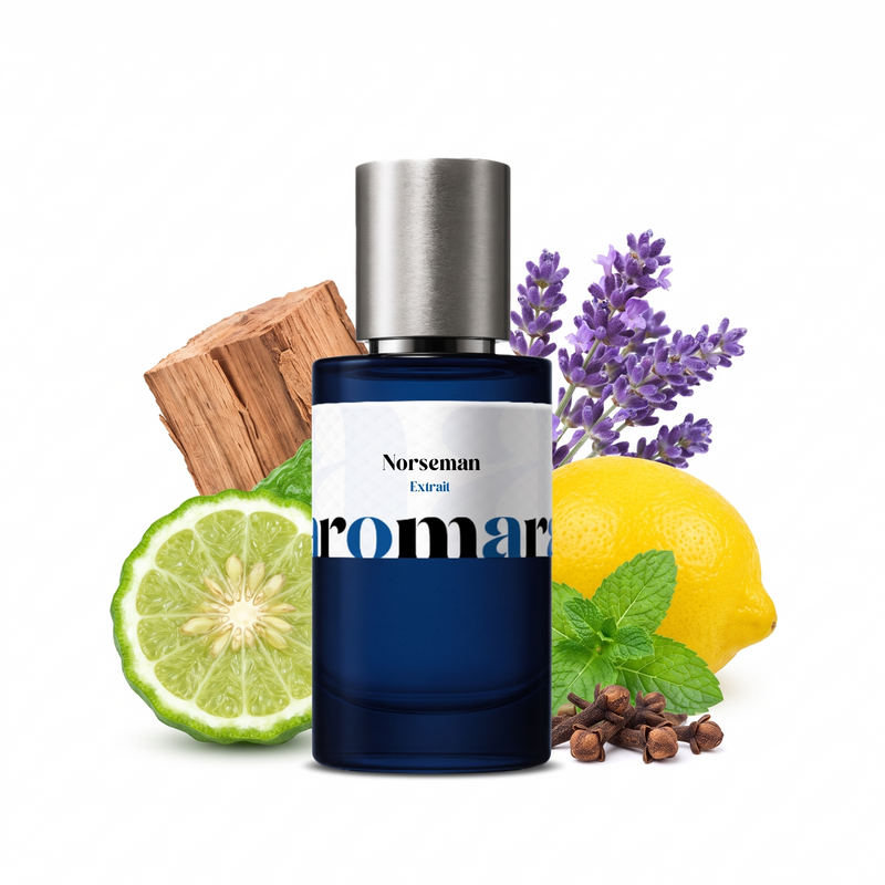 Norseman 35% Extrait perfume by Aromara, inspired by Creed Viking. Bergamot, lemon, peppermint, clove, lavender, cedarwood. UK-made dupe, 7+ hour wear.