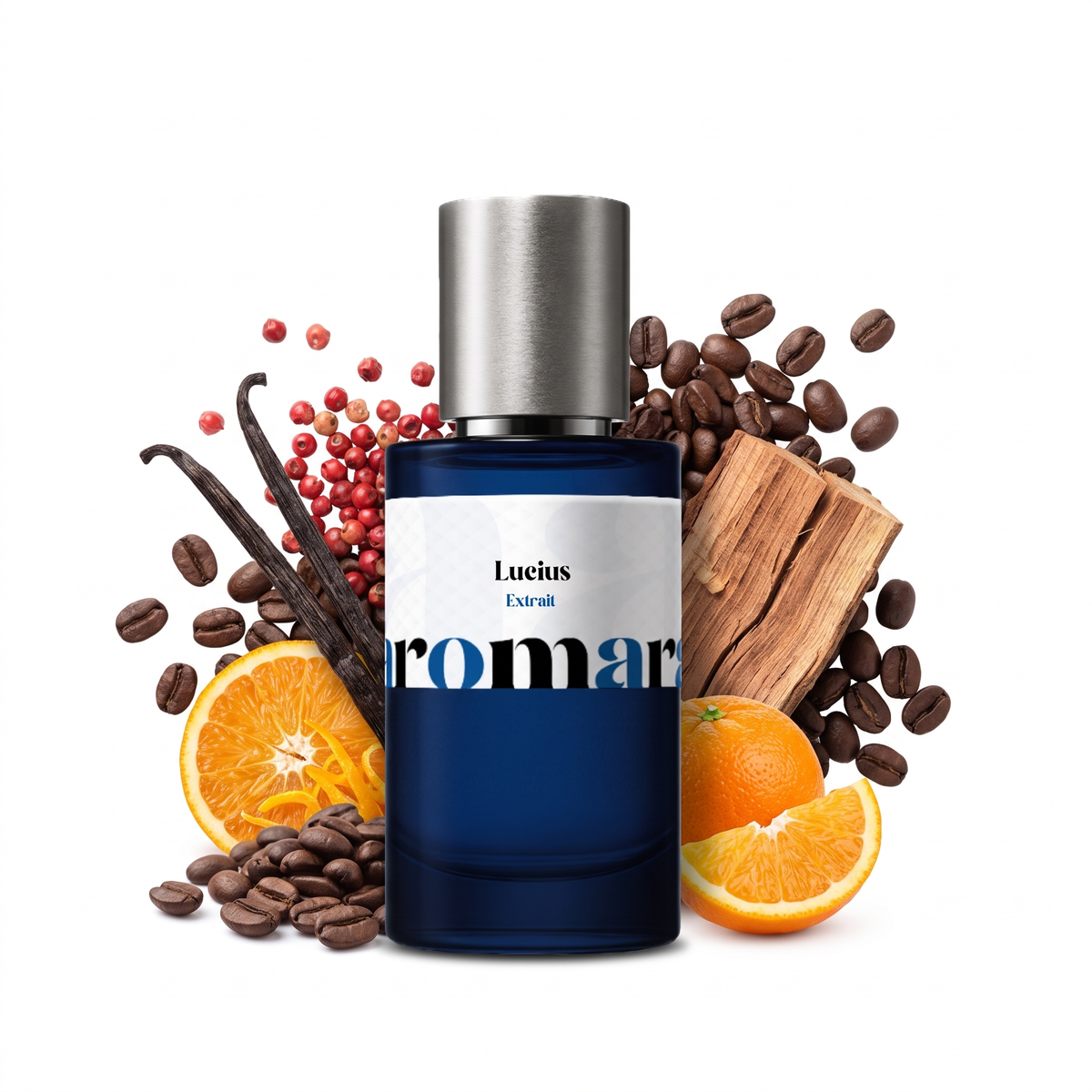 Lucius 35% Extrait perfume by Aromara, inspired by Fragrance Du Bois Lucius Maximus. Coffee, pink pepper, bitter orange, vanilla, tonka, vetiver. UK-made dupe, 7+ hour wear.