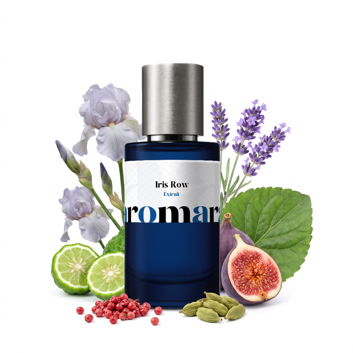 Iris Row 35% Extrait perfume by Aromara, inspired by Creed Iris Debonair. Bergamot, pink pepper, lavender, violet leaf, fig, iris pallida, amberwood. UK-made dupe, 7+ hour wear.