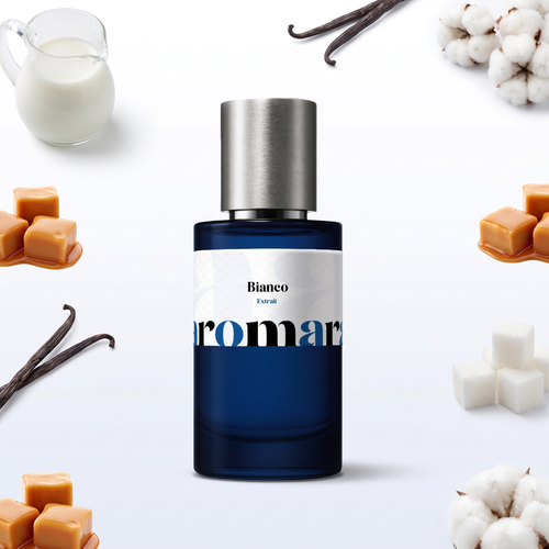 Bianco 35% Extrait perfume by Aromara, inspired by Giardini di Toscana Bianco Latte. Caramel, milk, vanilla, sugar, white musk. UK-made dupe, 7+ hour wear.