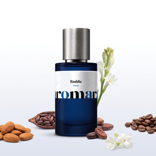Baddie 35% Extrait perfume by Aromara, inspired by Carolina Herrera Good Girl. Almond, coffee, tuberose, jasmine, cacao. UK-made dupe, 7+ hour wear.