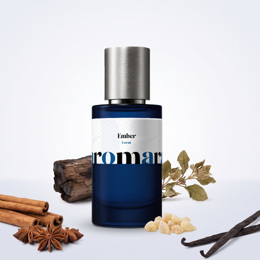 Ember 35% Extrait perfume by Aromara, inspired by Tom Ford Amber Absolute. Spices, incense, labdanum, vanilla, woods. UK-made dupe, 7+ hour wear.