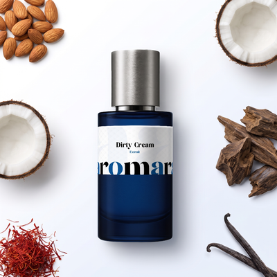 Dirty Cream 35% Extrait perfume by Aromara, inspired by Born to Stand Out Dirty Milk. Almond, coconut milk, saffron, oud, vanilla. UK-made dupe, 7+ hour wear.