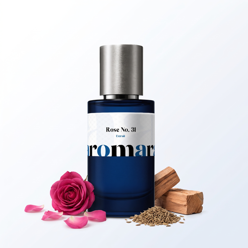 Rose No. 31 35% Extrait perfume by Aromara, inspired by Le Labo Rose 31. Rose, cumin, cedarwood, amber, musk. UK-made dupe, 7+ hour wear.