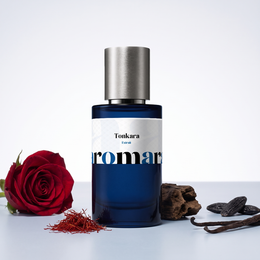Tonkara 35% Extrait perfume by Aromara, inspired by Montale Arabians Tonka. Saffron, rose, oud, tonka bean, vanilla. UK-made dupe, 7+ hour wear.