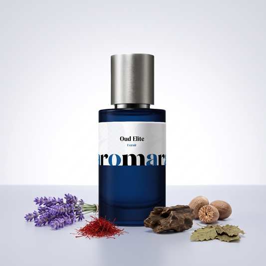 Oud Elite 35% Extrait perfume by Aromara, inspired by Initio Oud for Greatness. Saffron, nutmeg, lavender, oud, patchouli. UK-made dupe, 7+ hour wear.