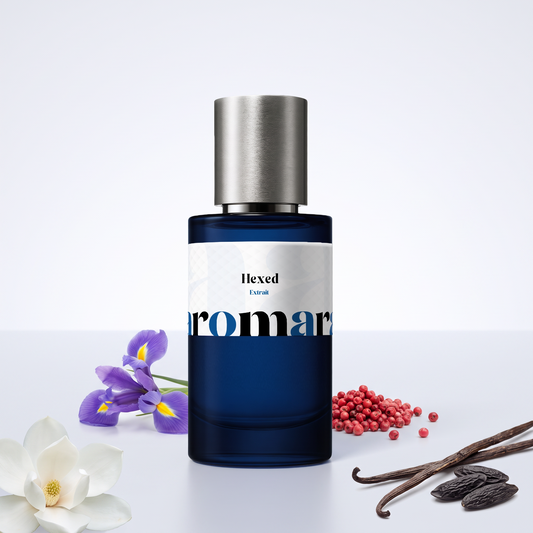 Hexed 35% Extrait perfume by Aromara, inspired by Louis Vuitton Spell on You. Pink pepper, magnolia, iris, tonka, vanilla. UK-made dupe, 7+ hour wear.