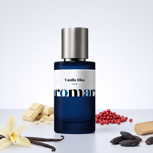 Vanilla Bliss 35% Extrait perfume by Aromara, inspired by Dior Vanilla Diorama. Pink pepper, vanilla, tonka bean, sandalwood, white chocolate. UK-made dupe, 7+ hour wear.
