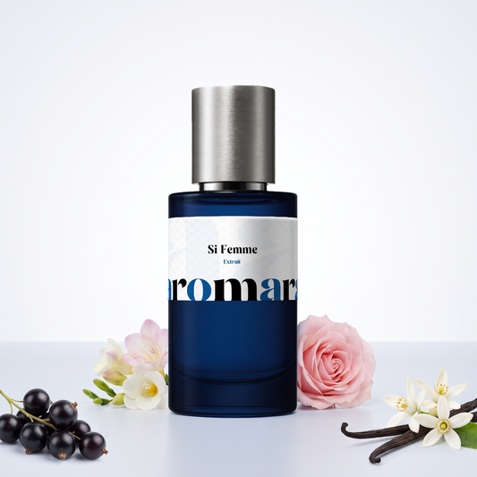 Si Femme 35% Extrait perfume by Aromara, inspired by Armani Si. Blackcurrant, freesia, rose, neroli, vanilla. UK-made dupe, 7+ hour wear.