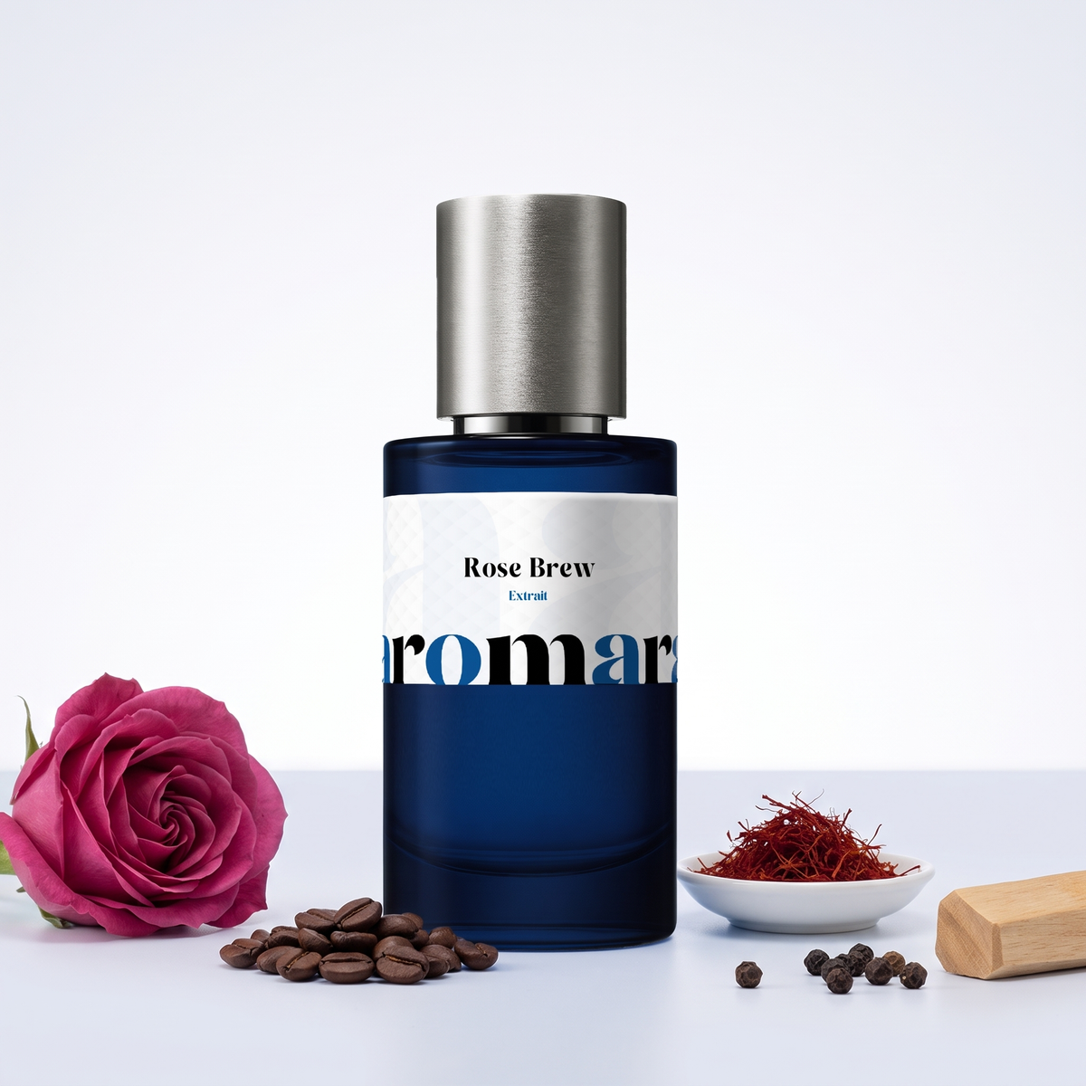 Rose Brew 35% Extrait perfume by Aromara, inspired by Tom Ford Cafe Rose. Saffron, black pepper, damask rose, coffee, sandalwood. UK-made dupe, 7+ hour wear.