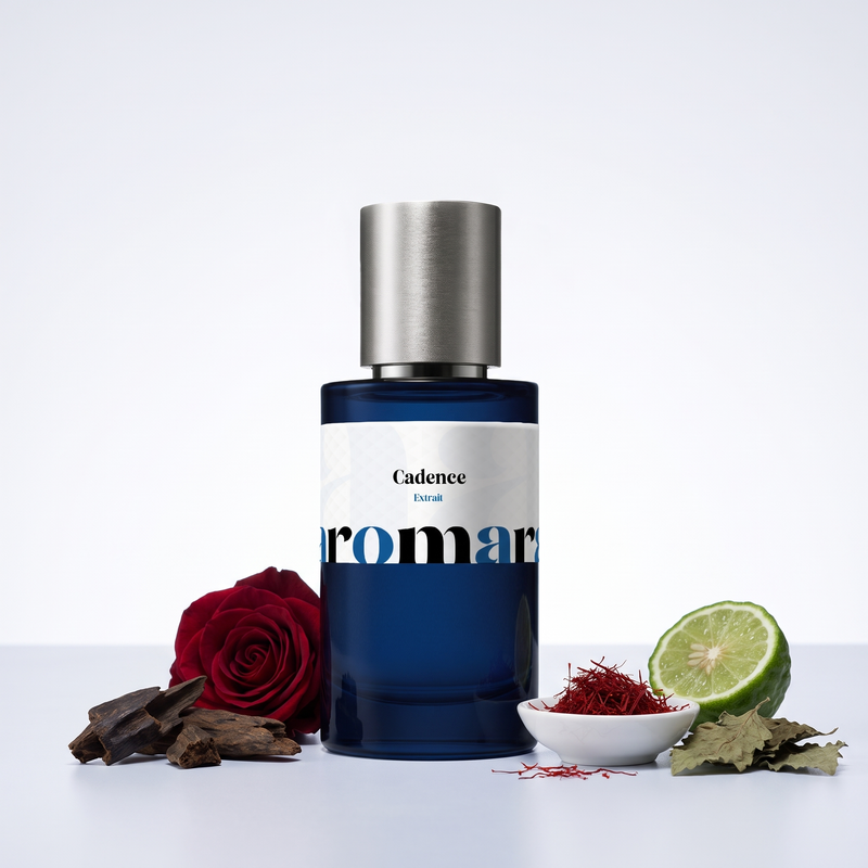 Cadence 35% Extrait perfume by Aromara, inspired by Maison Crivelli Oud Cadenza. Bergamot, saffron, oud, rose, patchouli. UK-made dupe, 7+ hour wear.