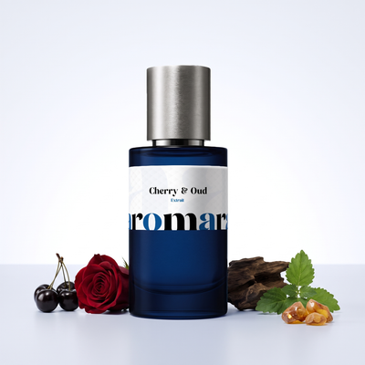 Cherry & Oud 35% Extrait perfume by Aromara, inspired by Guerlain Cherry Oud. Black cherry, rose, oud, patchouli, amber. UK-made dupe, 7+ hour wear.