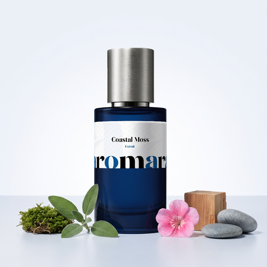 Coastal Moss 35% Extrait perfume by Aromara, inspired by Goldfield & Banks Pacific Rock Moss. Italian lemon, sage, geranium, moss, Virginia cedar. UK-made dupe, 7+ hour wear.