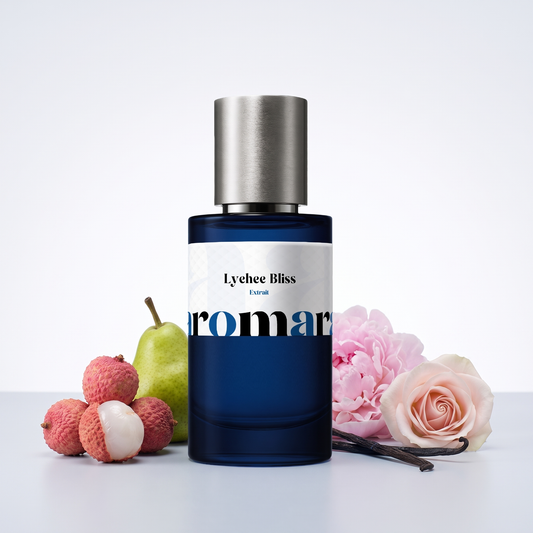 Lychee Bliss 35% Extrait perfume by Aromara, inspired by Kayali Eden Sparkling Lychee. Lychee, pear, peony, rose, vanilla. UK-made dupe, 7+ hour wear.