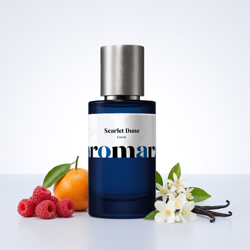 Scarlet Dune 35% Extrait perfume by Aromara, inspired by Ex Nihilo Scarlet Sands. Raspberry, mandarin, orange blossom, jasmine, vanilla. UK-made dupe, 7+ hour wear.