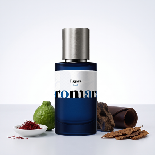Fugaze 35% Extrait perfume by Aromara, inspired by Born to Stand Out Fugazzi. Bergamot, saffron, oud, leather, tobacco. UK-made dupe, 7+ hour wear.