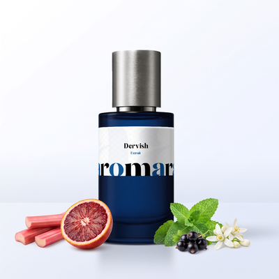 Dervish 35% Extrait perfume by Aromara, inspired by Ex Nihilo Demon Dancer. Rhubarb, peppermint, blood orange, blackcurrant, orange blossom. UK-made dupe, 7+ hour wear.