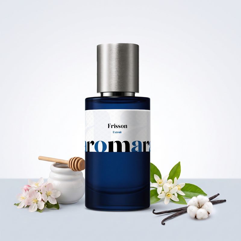Frisson 35% Extrait perfume by Aromara, inspired by Initio Addictive Vibration. Apple blossom, orange blossom, honey, vanilla, musk. UK-made dupe, 7+ hour wear.