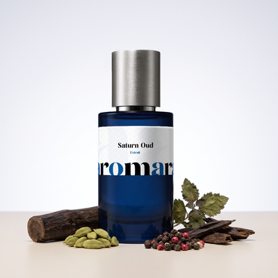 Saturn Oud 35% Extrait perfume by Aromara, inspired by Amouage Oud Zuhal. Cardamom, black pepper, pink pepper, oud, patchouli. UK-made dupe, 7+ hour wear.