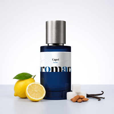 Capri 35% Extrait perfume by Aromara, inspired by Kayali Capri Lemon Sugar 14. Italian lemon, sugar, vanilla, almond, white musk. UK-made dupe, 7+ hour wear.