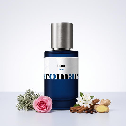 Haute 35% Extrait perfume by Aromara, inspired by Roja Parfums Haute Luxe. Rose de Mai, jasmine, ginger, cinnamon, oakmoss. UK-made dupe, 7+ hour wear.