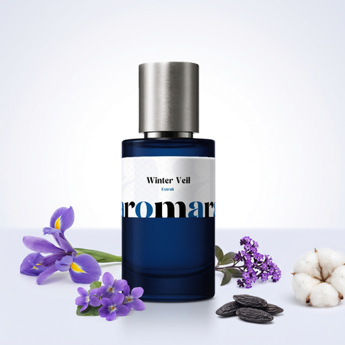 Winter Veil 35% Extrait perfume by Aromara, inspired by Lorenzo Villoresi Teint de Neige. Iris, violet, heliotrope, tonka bean, soft musk. UK-made dupe, 7+ hour wear.